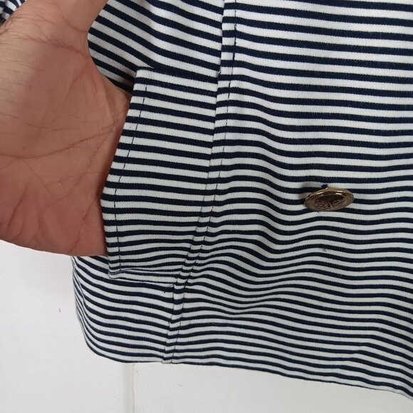 Cabi Striped Nautical Blazer Womens S Navy White Preppy Coastal Double Breasted - Picture 2 of 10